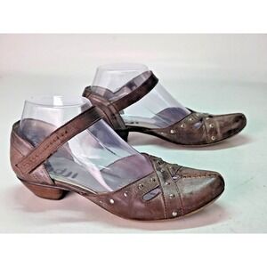 FIDJI  Women's Leather Shoes Size 6 EU 36 Brown Metallic Bronze Mid Heels 80995